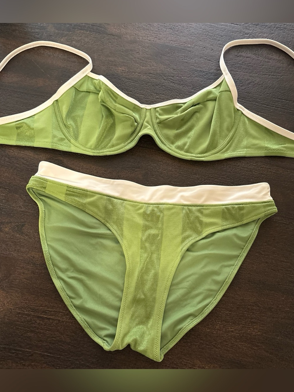 Aerie Green Striped Two Piece Bathing Suit Bikini